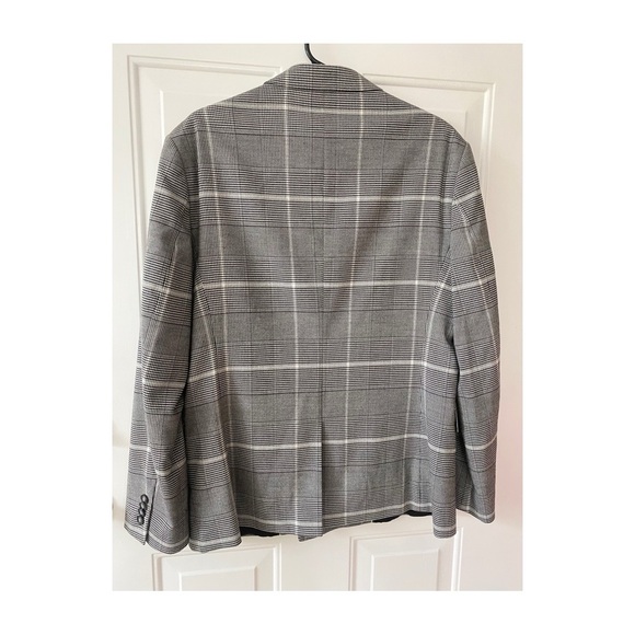 Topman Mens Double Breasted Jacket Blazer Sz 40R Gray Plaid - Picture 2 of 12